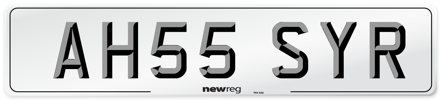 AH55 SYR Number Plate from New Reg